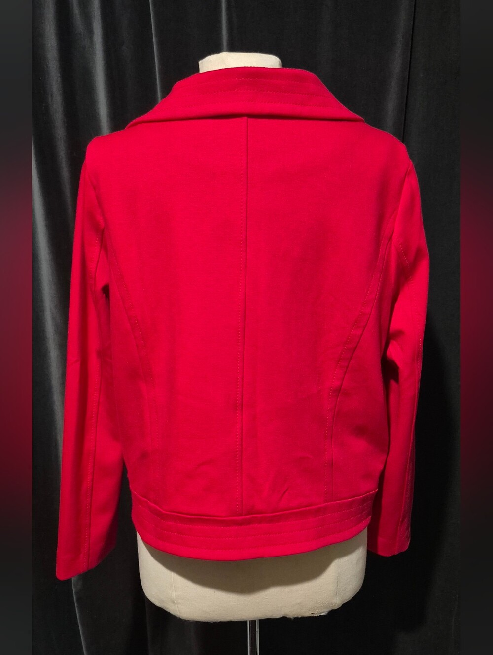 Worthington Bright Red Asymmetrical Zip Bomber Jacket - Picture 3 of 7